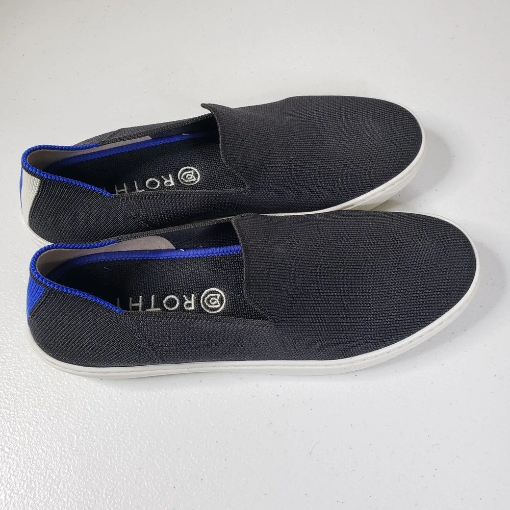 Rothys Shoes Womens 8 Navy Blue Knit Slip On The Original Sneakers Loafers